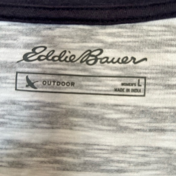 Eddie Bauer, large 100% cotton, navy blue and white striped. Nautical cardigan - Picture 3 of 8